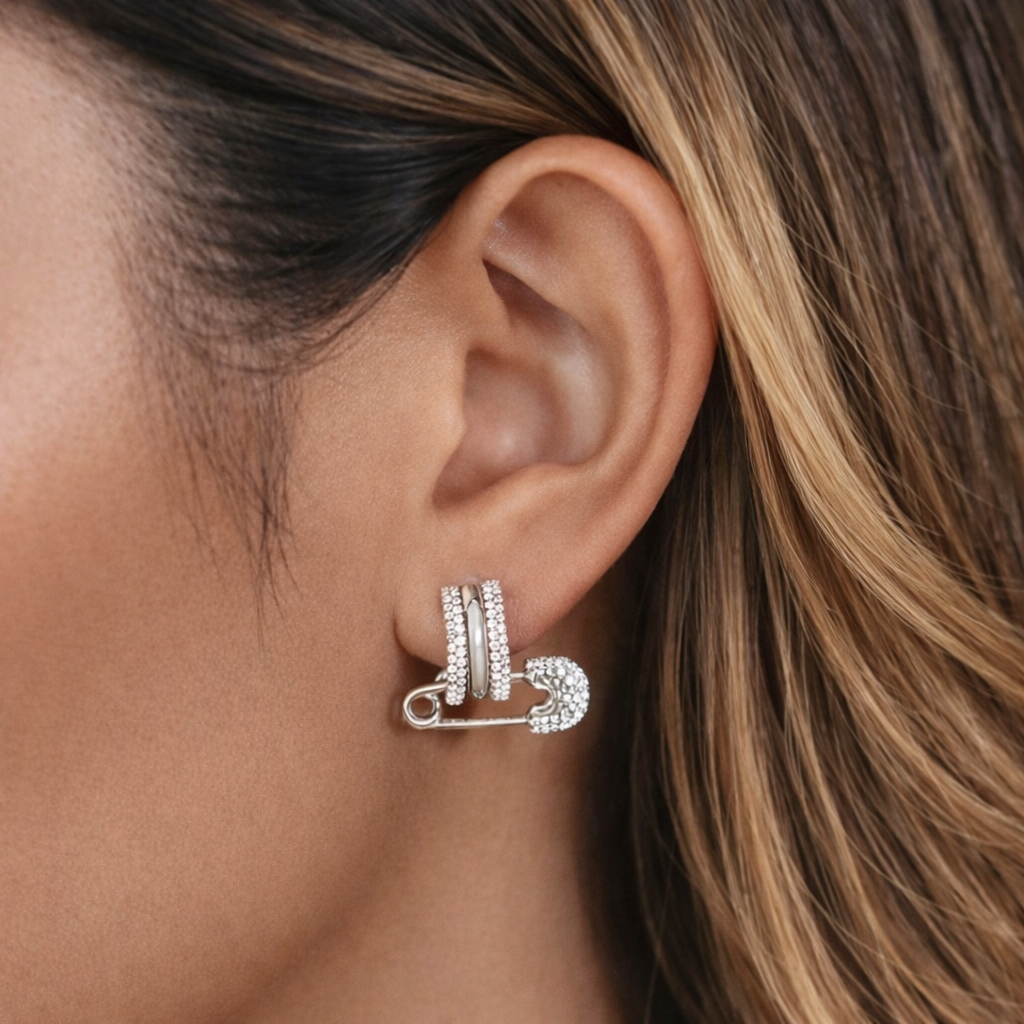silver pin earrings